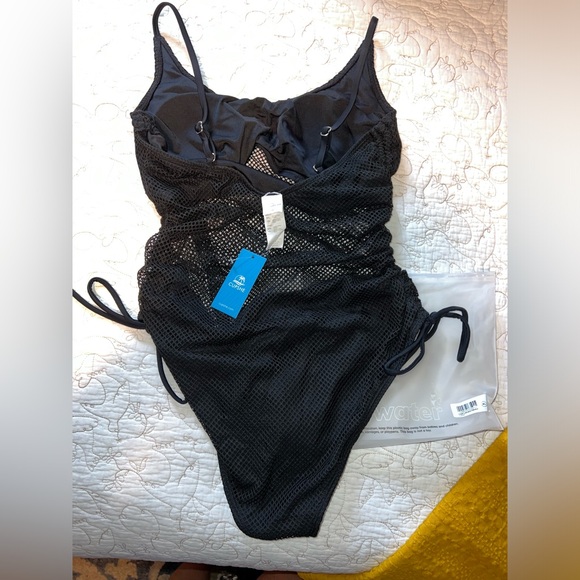 Cupshe Black Mesh Tummy Control One Piece Swimsuit - Black / XL - Picture 5 of 6